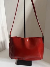 FURLA Smooth Red ITALIAN Leather Tote Shoulder Hand Bag Purse EUC