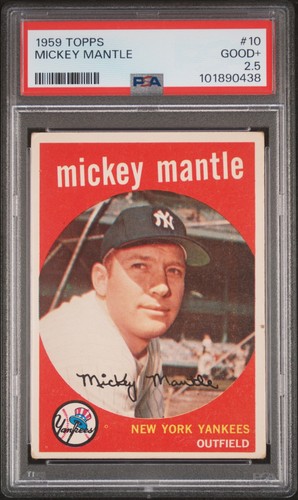1959 TOPPS #10 MICKEY MANTLE 🔥PSA 2.5🔥 FRESHLY GRADED & CENTERED YANKEES HOF!!