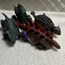 Set of 4 Dinosaur Toy Cars Multicolor Plastic Prehistoric Animal Design