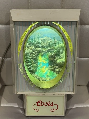 Super Rare Vintage Coors Americas Fine Light Beer Lighted Motion Waterfall Sign