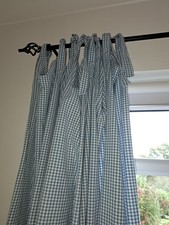 Laura Ashley check curtains, pale blue