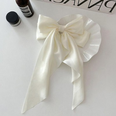 Bow Ribbon Hairpin Headwear Simple Elegant Satin Spring Clip Fixed Hair Clip RCR