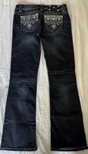 Women s MISS ME Midrise Bootcut Studded Rhinestone Jeans Embellished Western 30