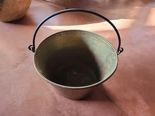 Beautiful Brass  Wrought Iron Handle Bucket Coal  Kindling AMERICAN BRASS KETTLE