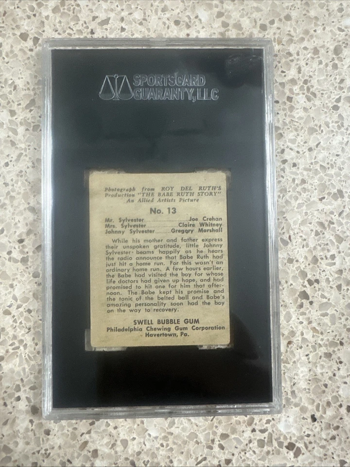 1948 Swell Bubble Gum Baseball Babe Ruth Story #13 SGC 3 - Image 2 of 2