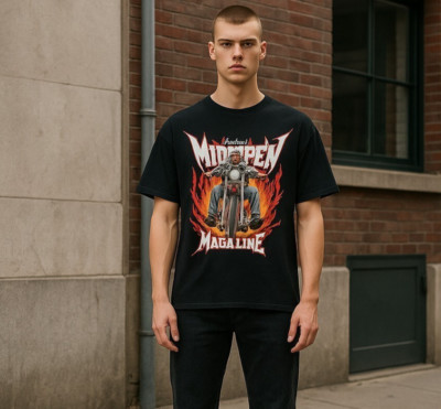 Wide Open Magazine Shirt Mens Black Motorcycle X-Large Graphic Biker Flames