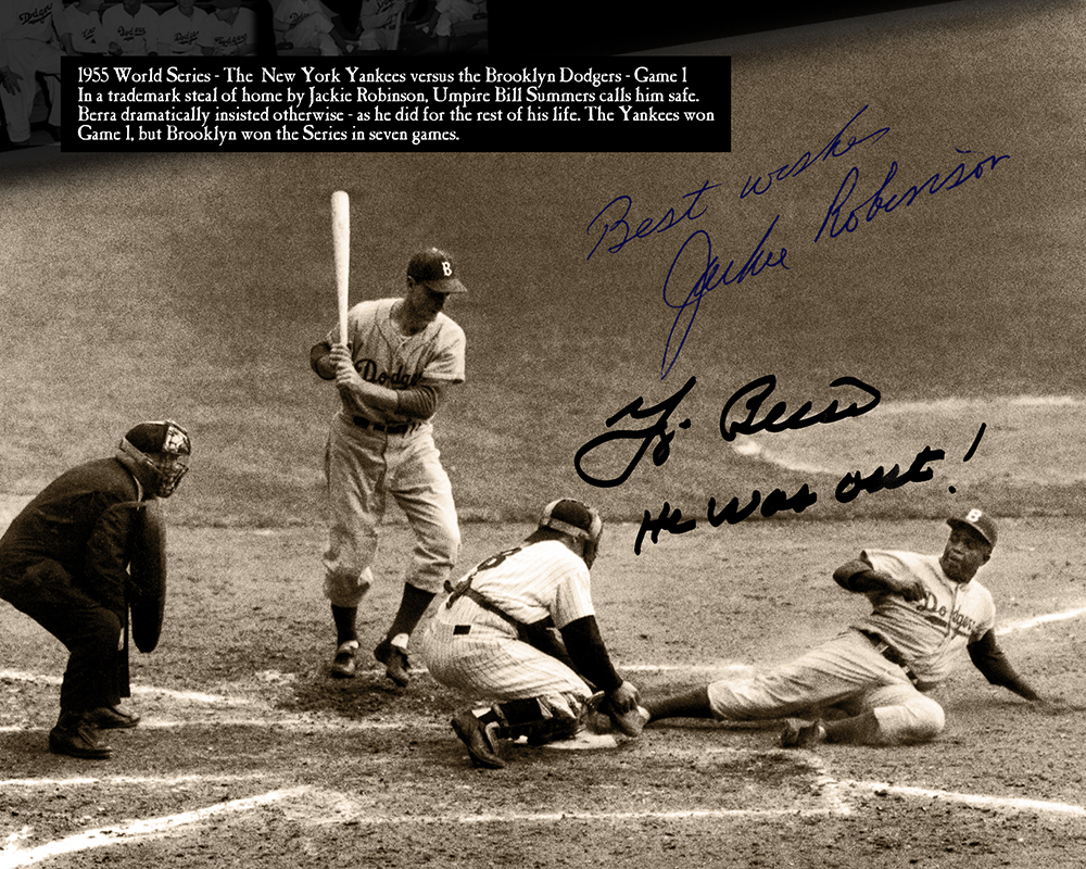 Jackie Robinson Stealing Home 1955 World Series