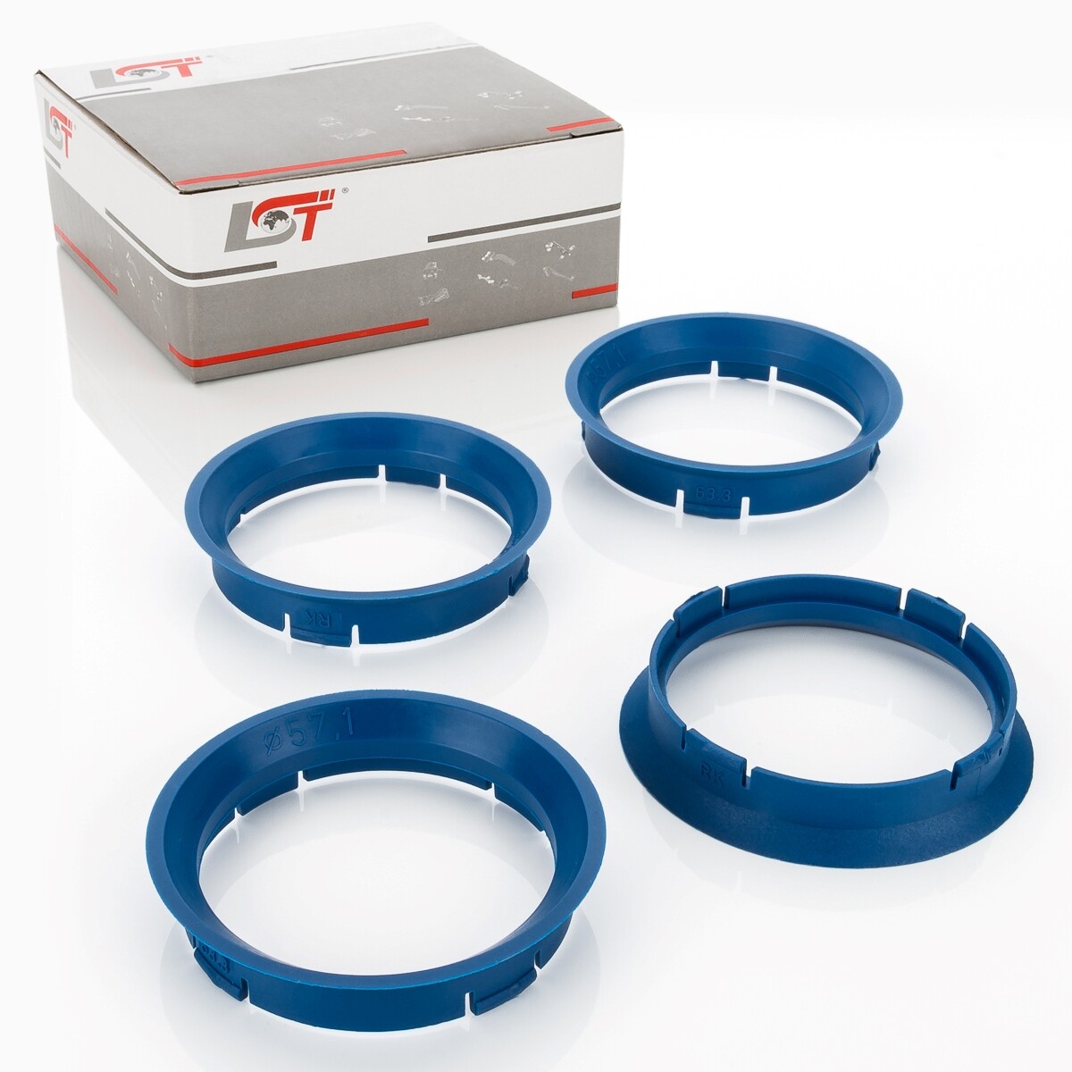 4x Distance Rings Centering Blue Alloy Wheels Ø 57,1 MM - Ø 63,3 for Suzuki