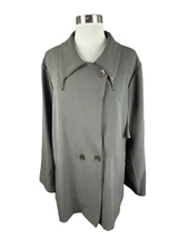 Linda Lundstrom NEW 16  Mushroom Brown  Zipper Detail Long Jacket Minimalist