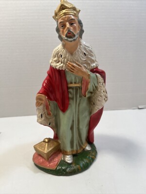 Nativity Figure Japan Paper Mache White Wise Man King 12'' Scale 11'' Tall