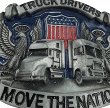 Truck Drivers Move The Nation Pewter Belt Buckle Vtg