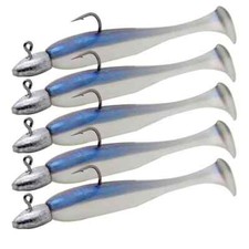 30PCS 5cm Worm Soft Fishing Bait Lure with 2g Jig Head Hook For Trout Bass Pike