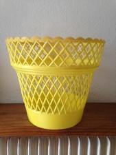 corbeille à papier / poubelle  / cache pot plastique Syla , vintage an 70 jaune 