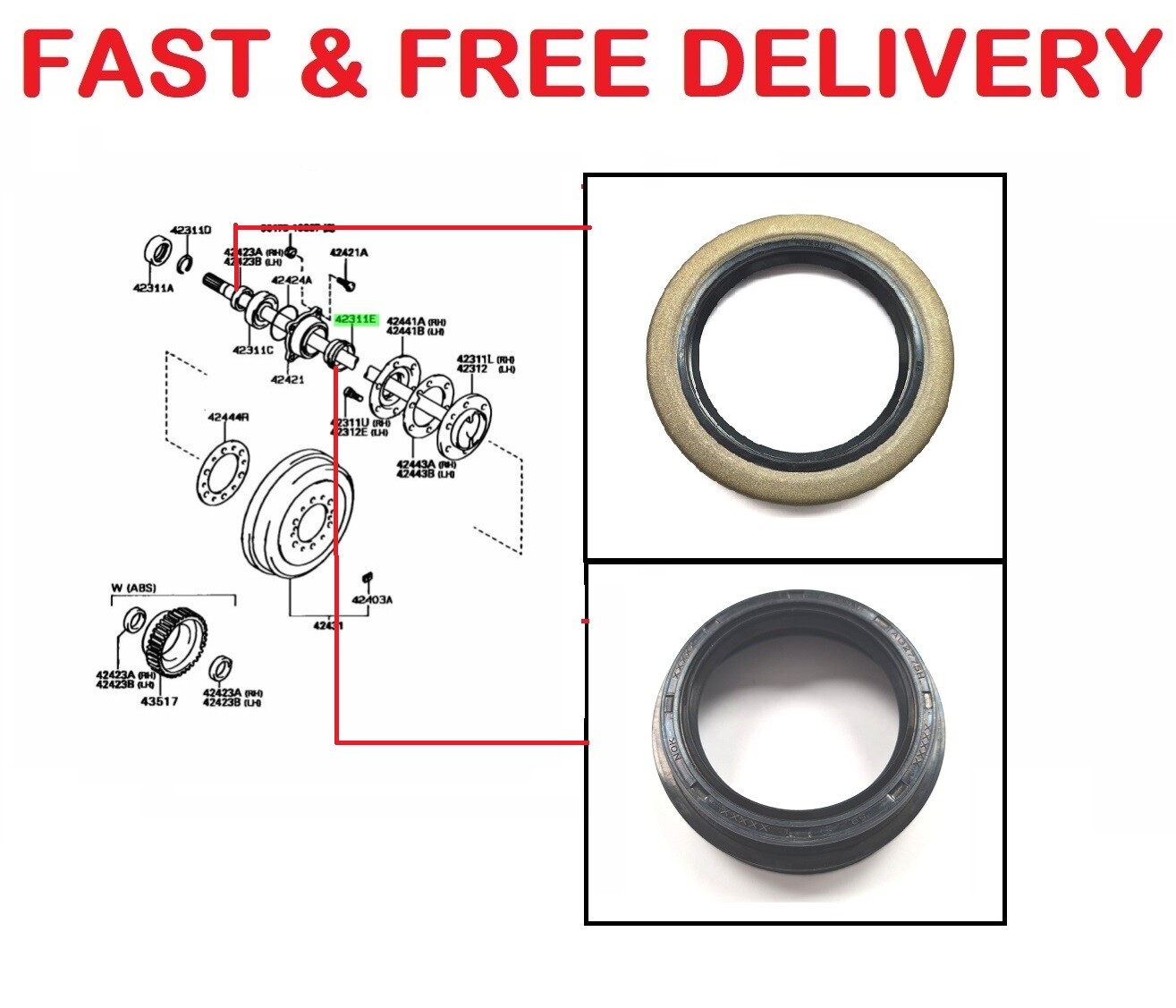 REAR WHEEL BEARING INNER OUTER SEAL FOR TOYOTA HILUX PICKUP LN105 MK3 2.4D 88-97