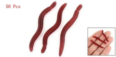 50 Pcs Simulation Earthworm Worms Artificial Fishing Lures Tackle Soft Baits