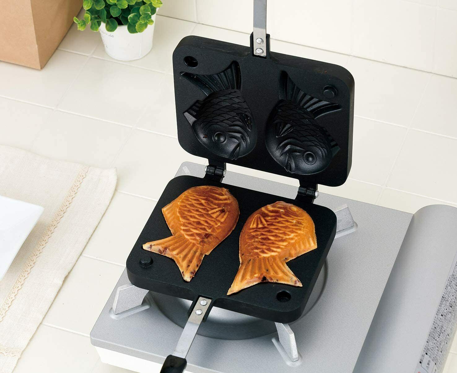 世界的に サイバーエナジーTaiyaki Maker Nonstick Waffle Fish Shaped Machine Pan Cake  Bread