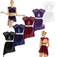 Damen Ballett Trikot Spitzen Body Tanz Rock Dance Slip Ballettkleid Tanzkleid 