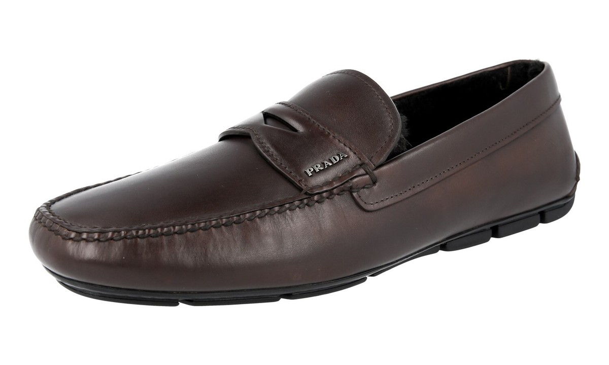 Prada Brown Leather Driving Loafers Size 9 Cocoa Brown Chocolate suede loafers | PRADA - United States main image 2