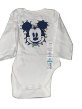 Disney Mickey Mouse Infant One Piece Bodysuit Jumping Beans 6 M-Holiday-NWT