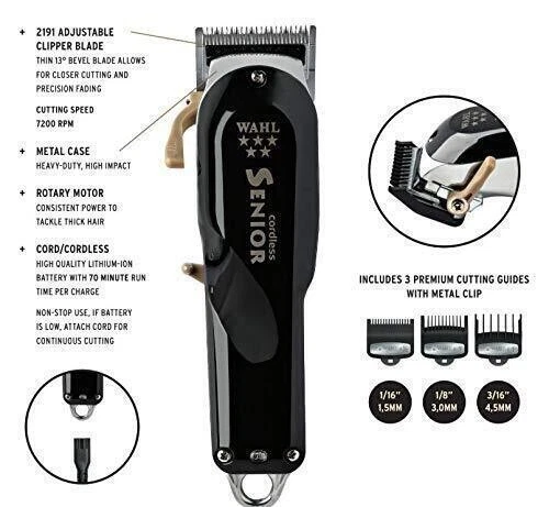 WITH Base Wahl 8504-400 Professional 5-star Series Senior Cordless Clipper US - Bild 9 von 10