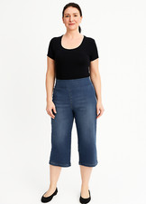 NYDJ Women's Wide Leg Capri Pull-on Jeans in Clean Horizon Size 6