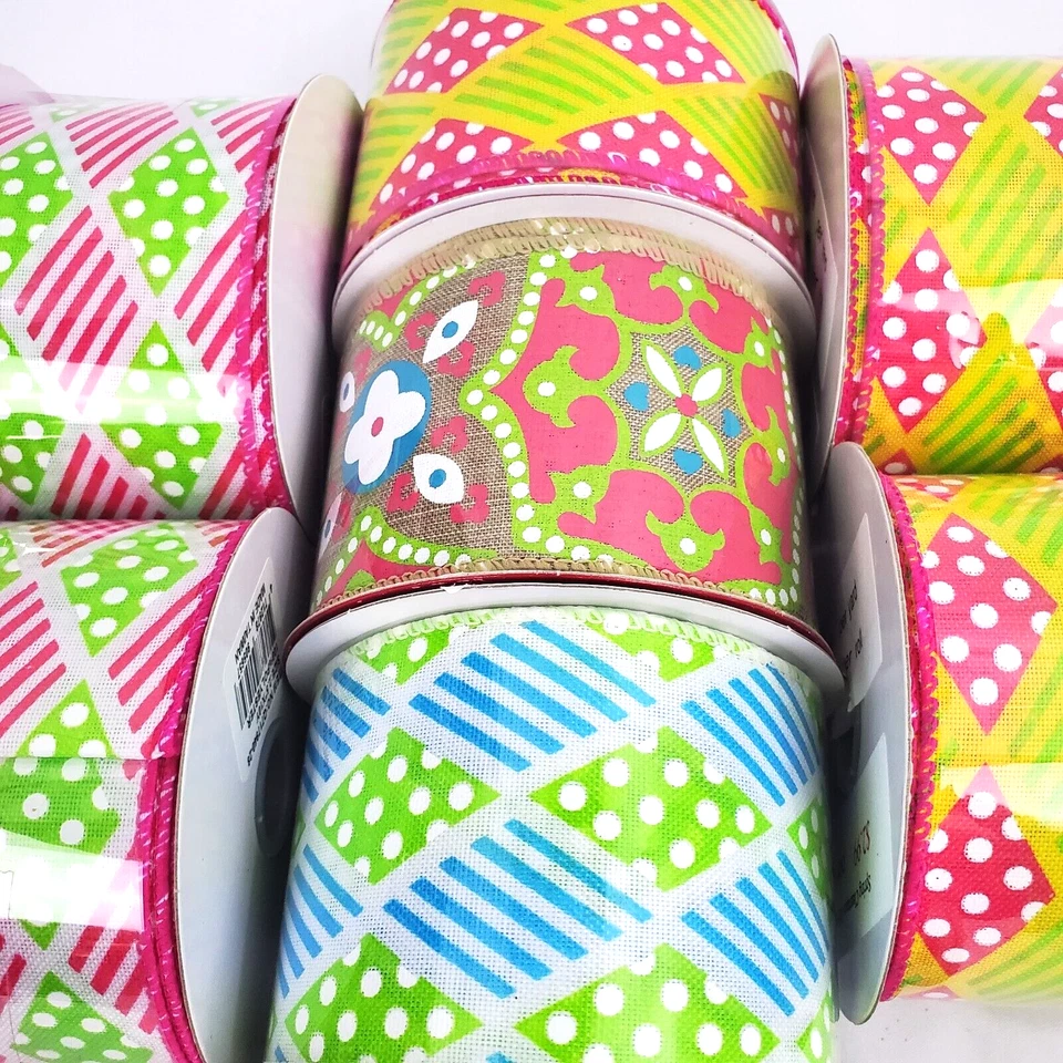 Premium Ribbon Lot 10 Adult's Spring Craft Making/Wreaths Vibrant Wired New - Image 3 of 4