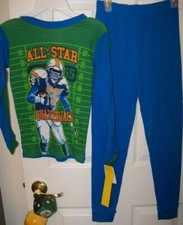 Football Player Star Quarterback Blue 2 Piece Set Long Pajama PJ Boys Size 4 NWT