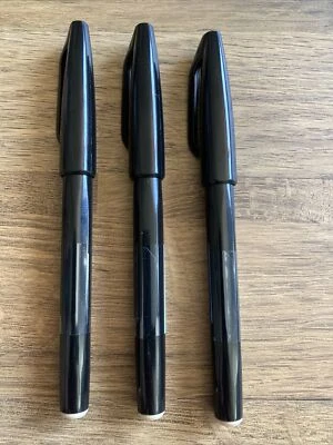 Pentel Original S520 Sign Pen, Black Ink Fibre Tipped Pen ( 3 PENS ) BRAND NEW