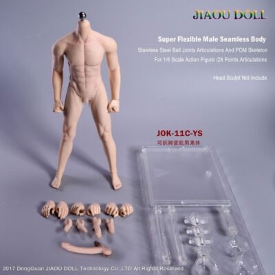1/6 JIAOU DOLL Male Seamless Skeleton Tan Muscle Body Action