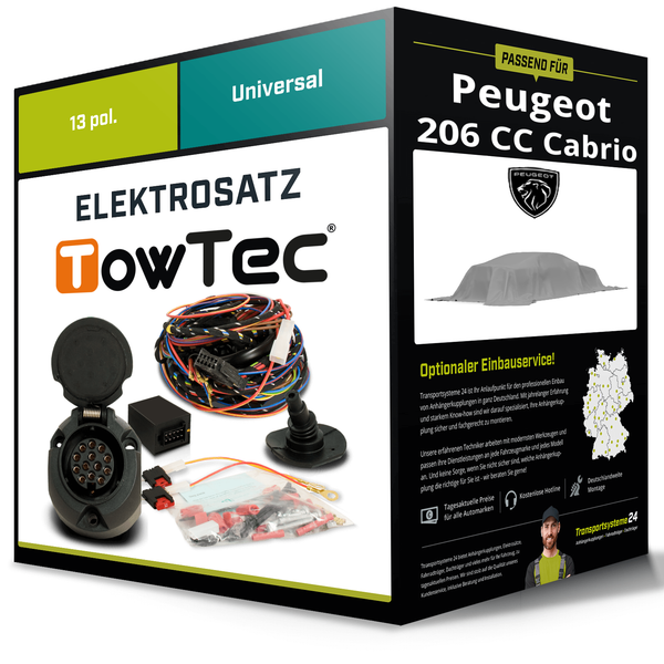 Elektrosatz 13-Pol Universell für Peugeot 206 CC Cabrio 09.2000-03.2007 NEU-image