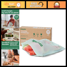 Compostable Resealable Gallon Bags - 60 Count, Microwave & Freezer Safe Food Sto