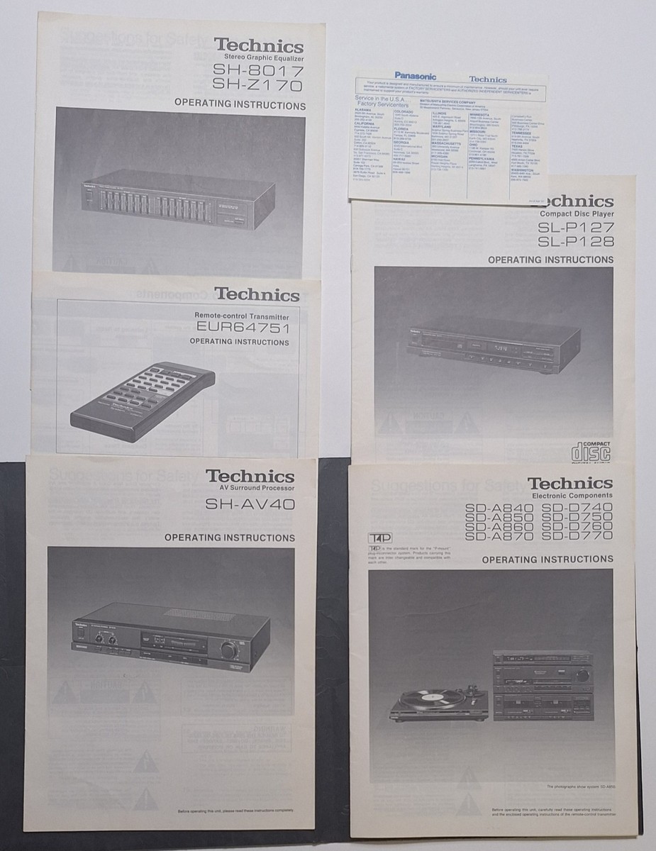 Technics SU-Z980 ST-Z980 SH-AV40 SH-Z170 SL-P128 SL-B280U RS-D190W