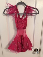 Weissman intermediate child dance costume D12545 hot pink w/custom rhinestones