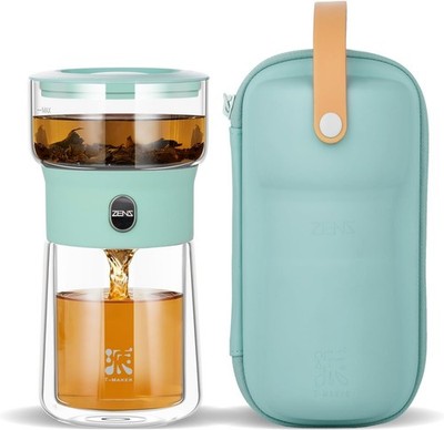 Modern Glass infuser Teapot, Small One Touch Tea Maker for Loose Tea Diffusers