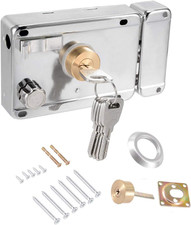 Home Safety Vertical Keyway Cylinder Deadbolt Rim Lock Set Exterior Door Anti...