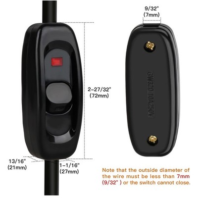 5 Pcs Black Inline Switches - 10A 250V, DIY Repair Control