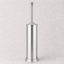 Chrome Toilet Brush and Holder Set Extra Long Handled Toilet Bowl Brush a