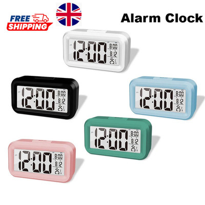 Digitaler LED Nachttisch Schlummerwecker Zeit Temperatur Tag/Nacht Modus Uhr UK