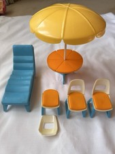 Vintage Collectable Palatoy Pippa Sun lounger, Table, Parasols And Chair Set