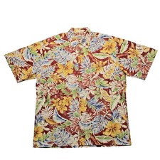Campia Moda Shirt Mens Large Hawaiian Floral Button Up 90s Vintage Aloha Casual