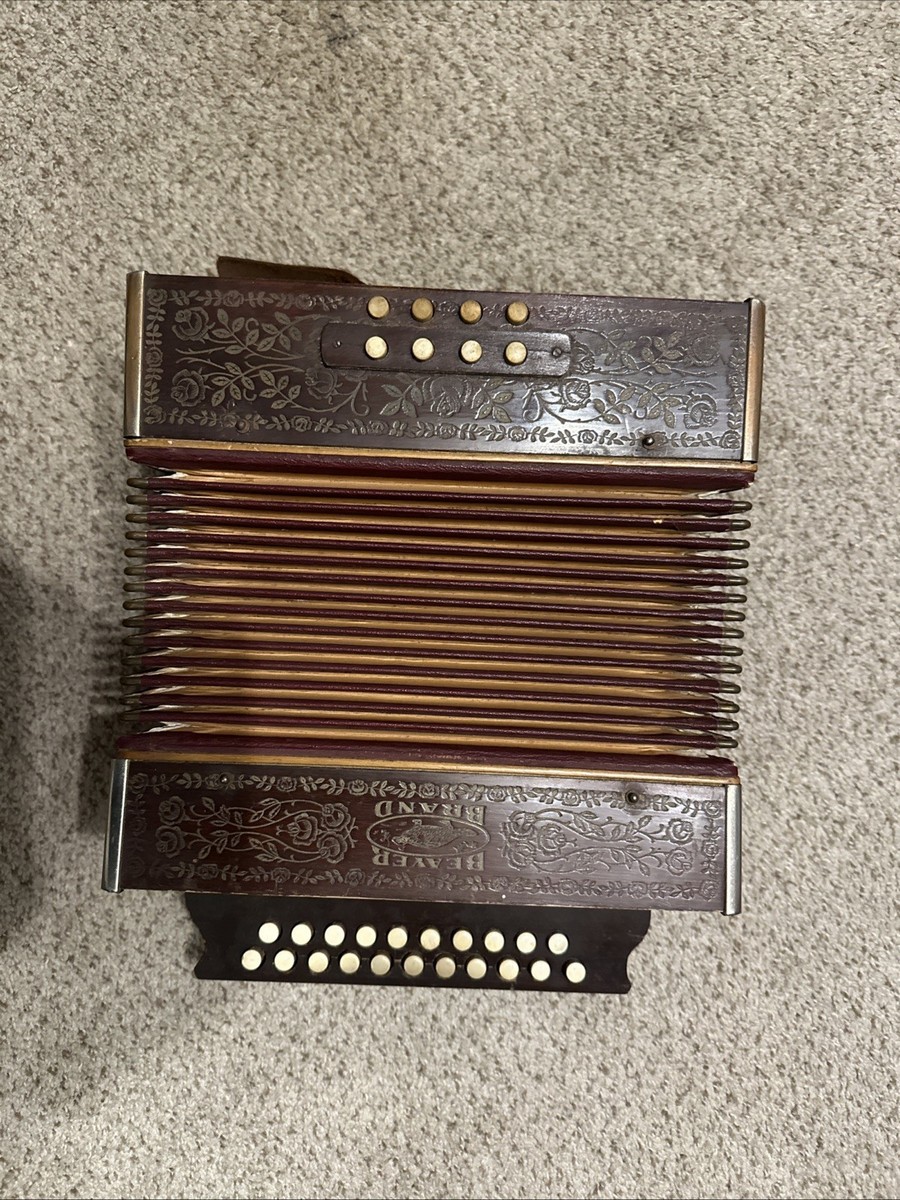 Antique Vintage Accordion Steel Reeds Leather Straps Germany Read