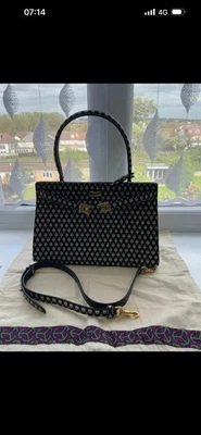 Tory Burch Lee Radziwill Top Handle Bag Navy Print Crossbody NWOT - Image 1 of 4