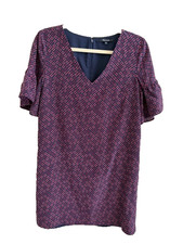Madewell Burgundy Pink Floral 100 Silk Mini Flutter Sleeve V Neck Dress Size 2