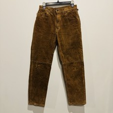 Vintage Skotts Pants Mens 29x29 Brown Leather Suede Washable Thick Suede