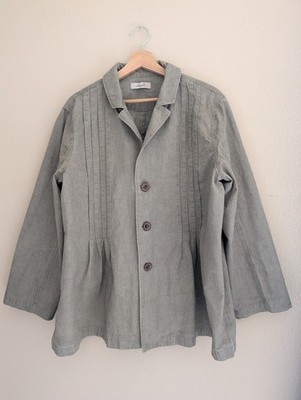 Ichi Antiquites Made in Japan Oversized Jacket Olive Green Cotton Linen Size M/L