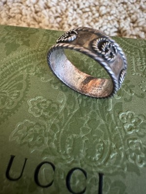 Gucci GG Marmont Ring 627729 Silver SV925 Unisex w/ Box, Bag