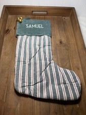 Pottery Barn Chris Loves Julia Stocking Collection ~ Red Green Stripe ~ Samuel