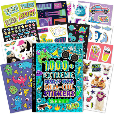 MEGA Cool Sticker Book, Includes 1500+ Stickers from Sunglasses to Dinosaurs, Sc
