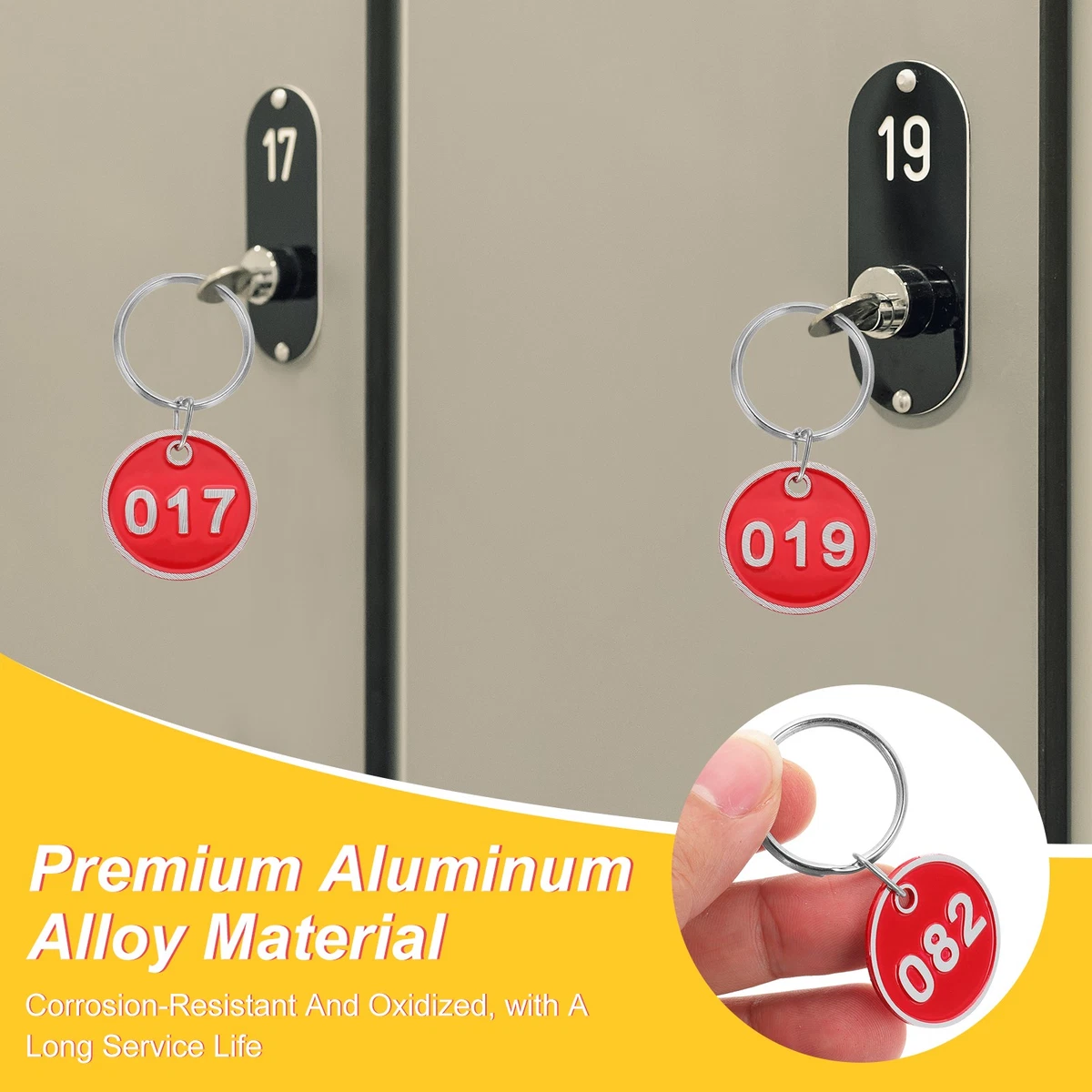 1-100 Number Tags 100Pcs Round ID Metal Numbered Key Tag Aluminum Marking Green