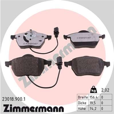 23018.900.1 Zimmermann brake pad set, disc brake for Audi, Seat, Skoda, VW